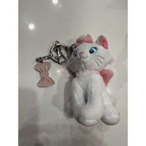 Disney parks Marie the aristocrats White Plush Keychain with Pink Bow